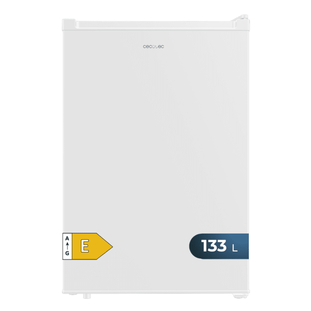 Cecotec Bolero CoolMarket TT 133 L White Mini frigorífico blanco de 83 5 cm de alto y 55 1 cm de ancho con capacidad de 133L clase energética E Crisper Box Luz LED interior función defrost y control temperatura mecánico. Min