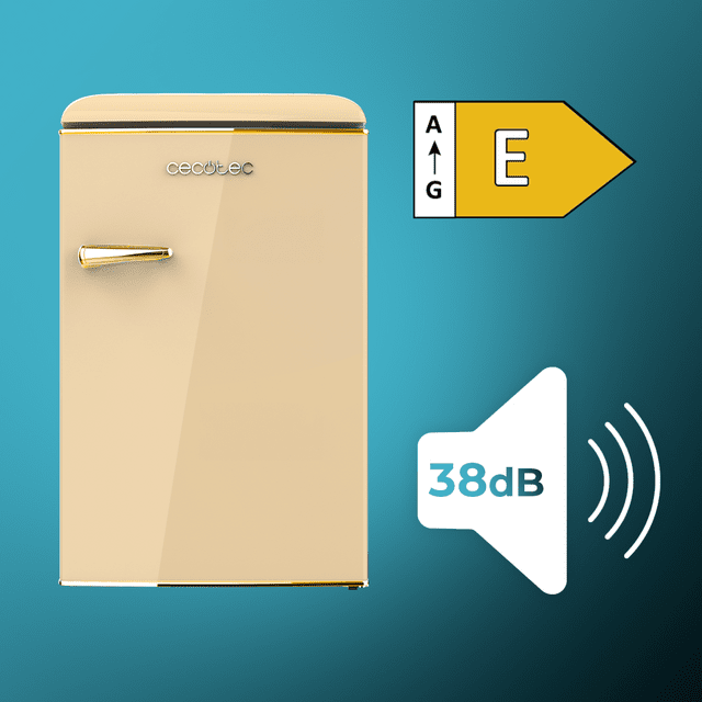 Cecotec Bolero CoolMarket TT Origin 110 Beige E Mini frigorífico retro TT Origin Beige con capacidad de 110L clase E ICEBOX Luz interior y tirador gold. Mini frigorífico retro  110 L Beige Mejor oferta