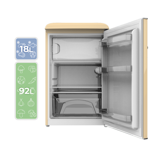 Cecotec Bolero CoolMarket TT Origin 110 Beige E Mini frigorífico retro TT Origin Beige con capacidad de 110L clase E ICEBOX Luz interior y tirador gold. Mini frigorífico retro  110 L Beige Mejor oferta