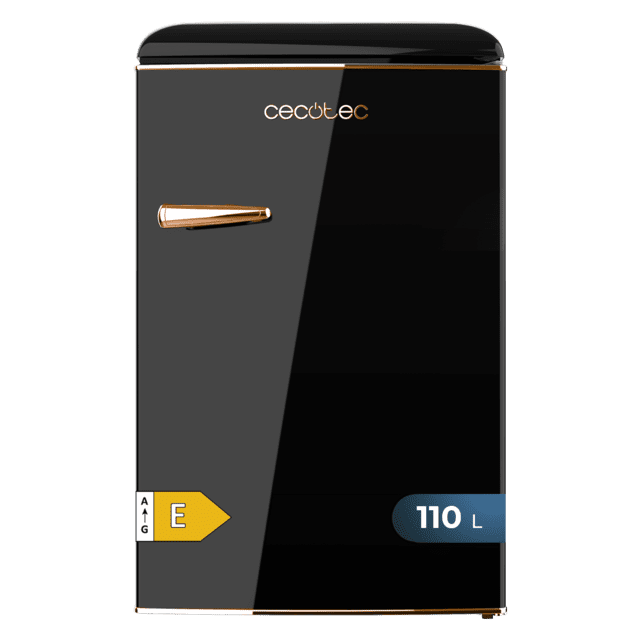 Cecotec Bolero CoolMarket TT Origin 110 Black E Mini frigorífico retro TT Origin Black con capacidad de 110L clase E ICEBOX Luz interior y tirador gold rose. Mini frigorífico retro 110 L negro Rebajas online