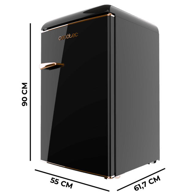 Cecotec Bolero CoolMarket TT Origin 110 Black E Mini frigorífico retro TT Origin Black con capacidad de 110L clase E ICEBOX Luz interior y tirador gold rose. Mini frigorífico retro 110 L negro Rebajas online