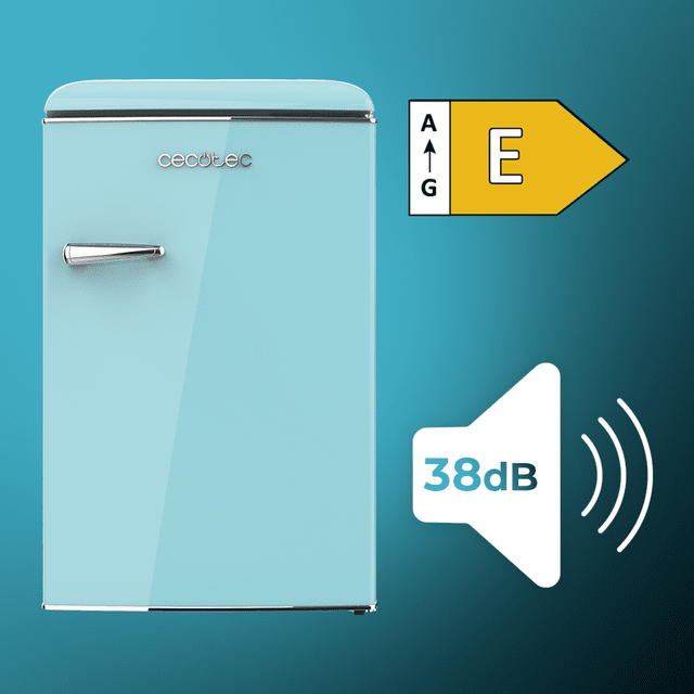 Cecotec Bolero CoolMarket TT Origin 110 Blue E Mini frigorífico retro TT Origin Blue con capacidad de 110L clase E ICEBOX Luz interior. Frigorífico / nevera vintage retro pequeña 110L Rebajas top