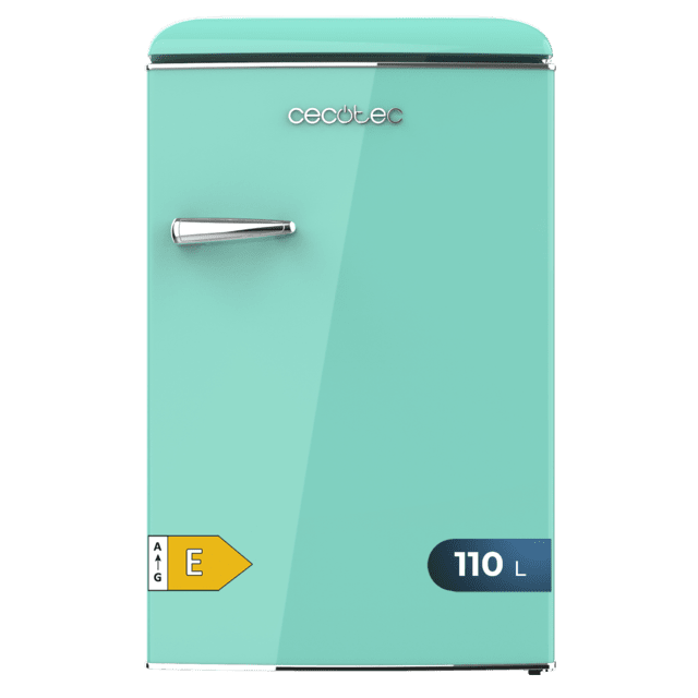 Cecotec Bolero CoolMarket TT Origin 110 Green E Mini frigorífico retro TT Origin Green con capacidad de 110L clase E ICEBOX Luz interior. Frigorífico / nevera vintage retro pequeña 110L