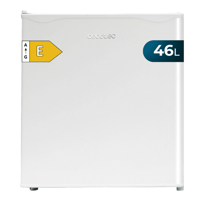 Cecotec GrandCooler 20000 SilentCompress White E Mini Frigorífico blanco compartimento congelador interior capacidad de 46 Litros 48 7 de ancho y 48 cm de alto puerta reversible funcionamiento cíclico clase energética E Mini