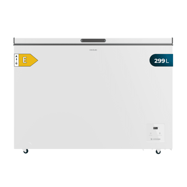 Cecotec Bolero CoolMarket Chest 299 white E Cogelador horizontal blanco 84 5cm alto y 111 5cm ancho con 299 L de capacidad compresor Inverter Plus conversible a frigorífico clase energética E y con modo Fast Freezing Cogelador