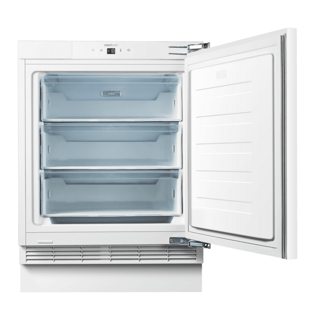 Cecotec Bolero Coolmarket TF BI 101 White E Mini congelador integrable de 101 litros de capacidad clase E con display touch y Fast Freezing. Mini congelador integrable Ahorra y exporta