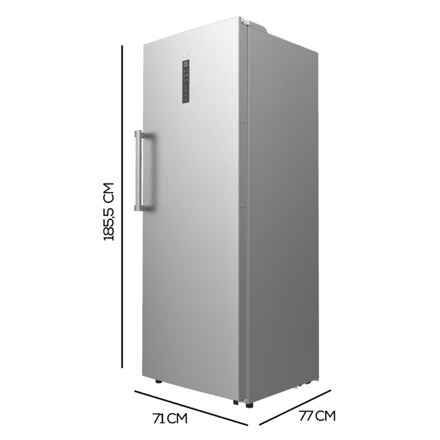 Cecotec Bolero CoolMarket UF 380 inox Congelador vertical convertible a frigorífico con capacidad de 380 Litros 185.5cm de alto y 71cm de ancho compresor inverter de bajo consumo display en puerta acabado inox NoFrost clase ene En oferta