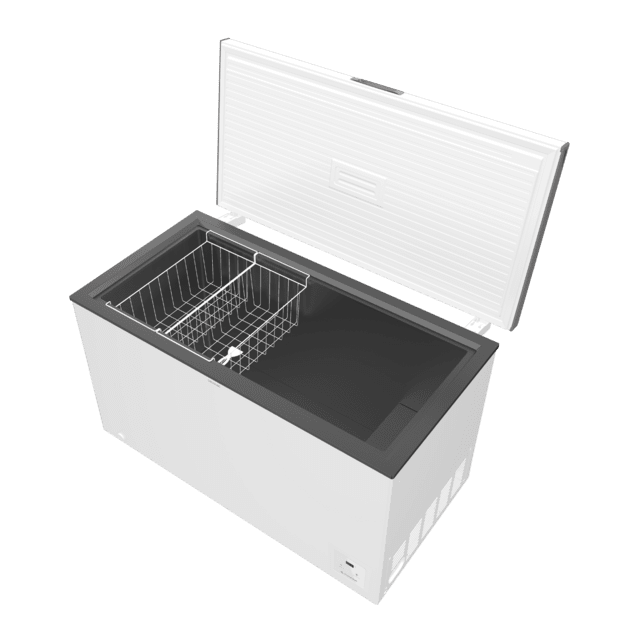 Cecotec Bolero CoolMarket Chest 400 white E Cogelador horizontal blanco 83 5cm alto y 136 5cm ancho con 400 L de capacidad compresor Inverter Plus conversible a frigorífico clase energética E dos cestas y con modo Fast Freezin Descuentos del mes