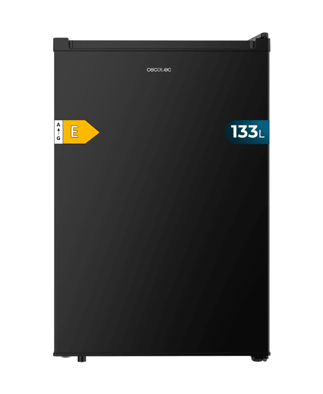 Cecotec Bolero CoolMarket TT 133 L Black Mini frigorífico negro de 83 5 cm de alto y 55 1 cm de ancho con capacidad de 133L clase energética E Crisper Box Luz LED interior función defrost y control temperatura mecánico. Mini
