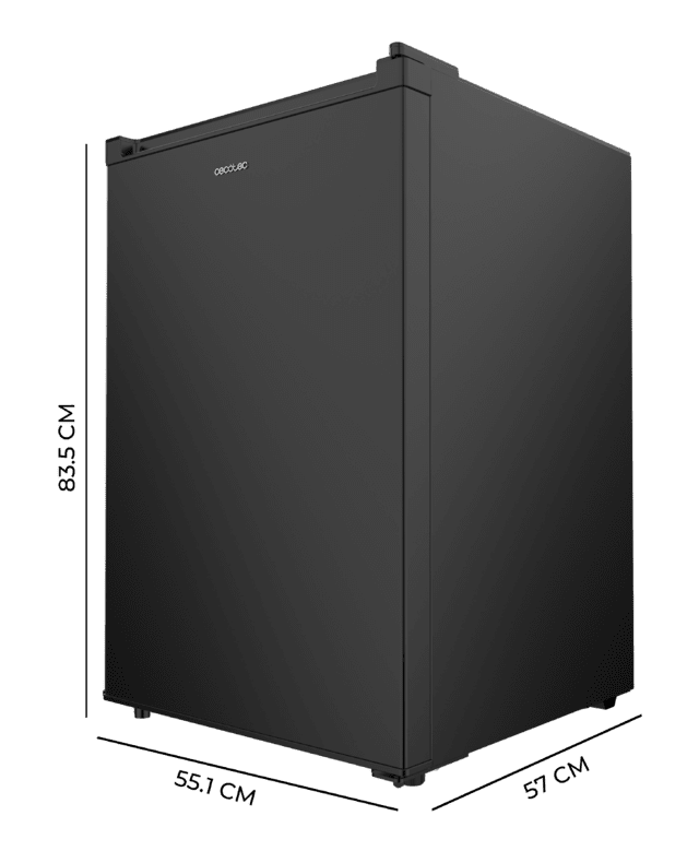 Cecotec Bolero CoolMarket TT 133 L Black Mini frigorífico negro de 83 5 cm de alto y 55 1 cm de ancho con capacidad de 133L clase energética E Crisper Box Luz LED interior función defrost y control temperatura mecánico. Mini Grandes ahorros