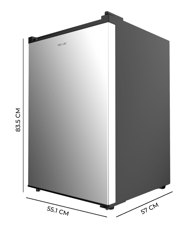Cecotec Bolero CoolMarket TT 133 L Inox Mini frigorífico inox de 83 5 cm de alto y 55 1 cm de ancho con capacidad de 133L clase energética E Crisper Box Luz LED interior función defrost y control temperatura mecánico. Mini f Rebajas de fin de temporada
