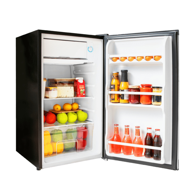 Cecotec Bolero CoolMarket TT 90 Inox E Mini frigorífico inox de 83cm alto y 47cm ancho con 90L de capacidad control de temperatura regulable y compartimento de conservación. Mini frigorífico Precio ultrabajo