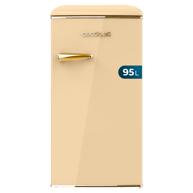 Cecotec Bolero CoolMarket TT Origin 95 Beige E Mini frigorífico retro beige de 89 cm de alto y 49 cm de ancho con capacidad de 95L clase energética E Icebox y tirador cromado. Mini frigorífico 