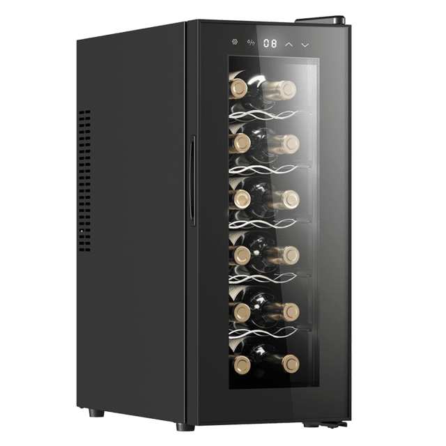 Cecotec Bolero GrandSommelier 1250 CoolCrystal Vinoteca Bodega con capacidad de 12 botellas y enfriamiento termoeléctrico. Temperatura regulable y luz LED interior Vinoteca 12 botellas Ahorra y exporta