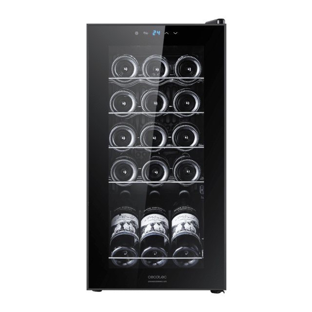 Cecotec Bolero GrandSommelier 1550 Black Compressor Vinoteca en negro de 15 botellas de capacidad con sistema compresor de enfriamiento temperatura regulable entre 5-18ºC y panel de control táctil. Vinoteca Descuentos del mes