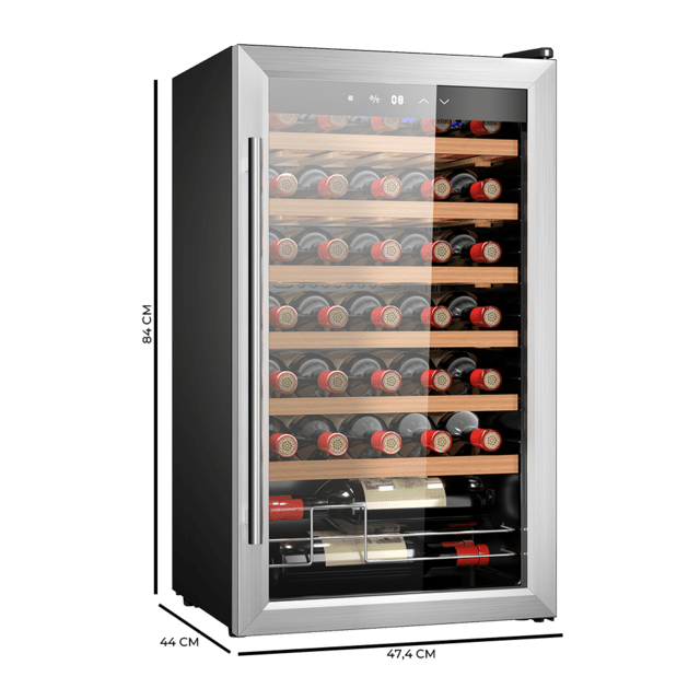 Cecotec Bolero GrandSommelier 34030 Inox Compressor Vinoteca de 34 botellas de capacidad con sistema compresor de enfriamiento que garantiza un alto rendimiento. Temperatura regulable y luz LED interior. Vinoteca Precio ultrabajo