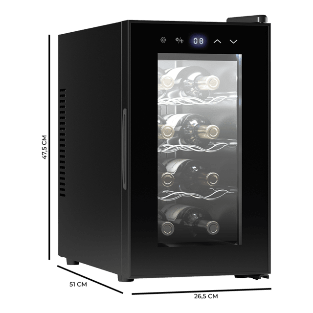 Cecotec Bolero GrandSommelier 830 CoolCrystal Bodega puesta a temperatura de 8 botellas de capacidad con sistema termoeléctrico de enfriamiento que garantiza un alto rendimiento. Temperatura regulable y luz LED interior. Vinote 2025