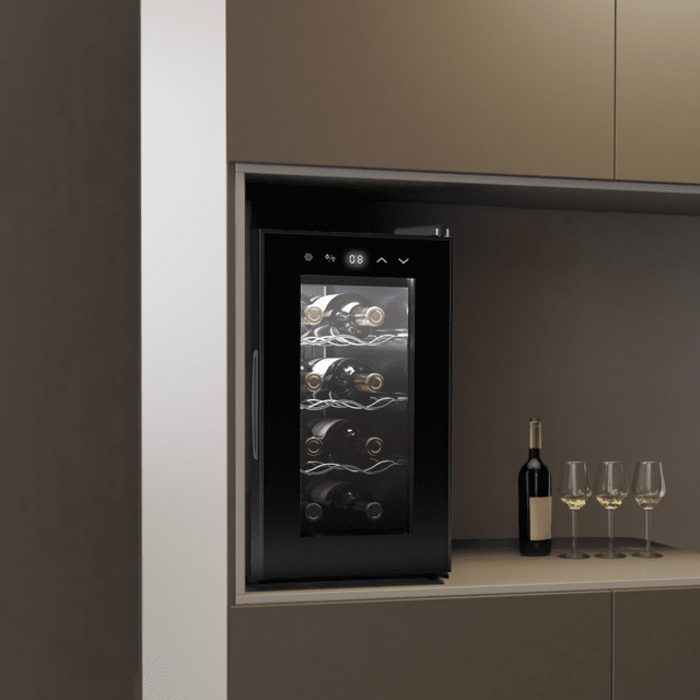 Cecotec Bolero GrandSommelier 830 CoolCrystal Bodega puesta a temperatura de 8 botellas de capacidad con sistema termoeléctrico de enfriamiento que garantiza un alto rendimiento. Temperatura regulable y luz LED interior. Vinote 2025