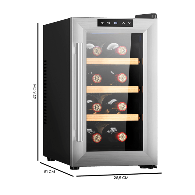 Cecotec Bolero GrandSommelier 830 CoolWood Vinoteca Bodega puesta a temperatura de 8 botellas de capacidad con sistema termoeléctrico de enfriamiento que garantiza un alto rendimiento. Temperatura regulable y luz LED interior. En línea