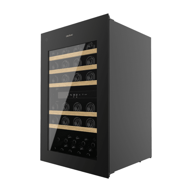 Cecotec Bolero GrandSommelier Duo 57000 Touch Black Compressor Vinoteca integrable negra con doble zona y sensor de apertura Touch con capacidad para 57 botellas en 5 baldas de madera y 88 5 cm de alto por 59 cm de ancho. Sistem Rebajas