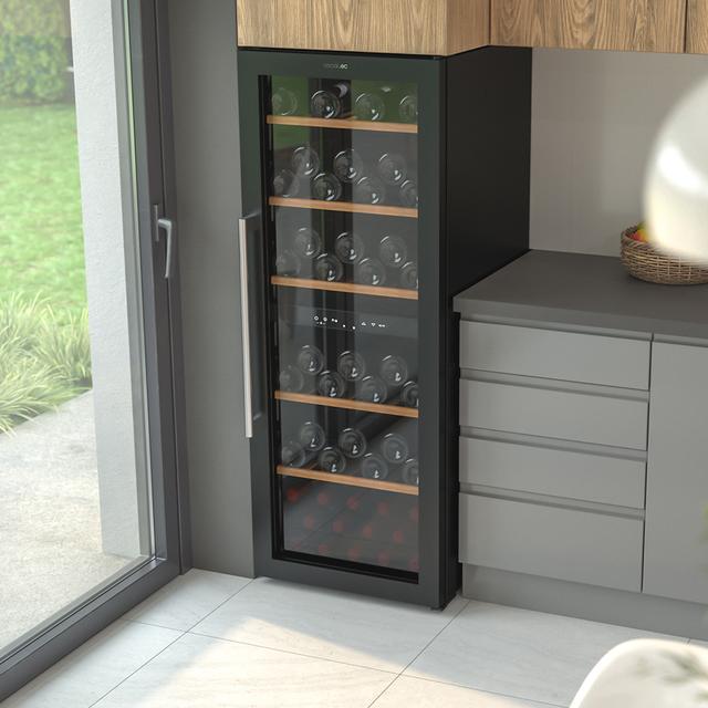 Cecotec Bolero GrandSommelier Duo 77000 Black Vinoteca de 77 botellas de capacidad con sistema compresor de enfriamiento que garantiza un alto rendimiento ofreciendo una doble zona tanto para vino tinto como blanco o champagne. Ofertas