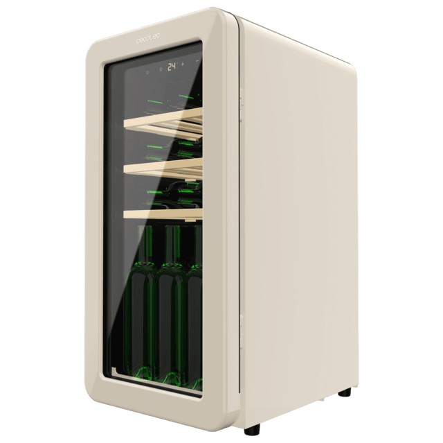 Cecotec Bolero GrandSommelier Origin 18 Hit Beige Vinoteca de diseño retro color beige Capacidad para 18 botellas Control electrónico de temperatura mediante display LED Rango ajustable de 5 a 20ºC Compresor Integrado Tecnolo Venta caliente
