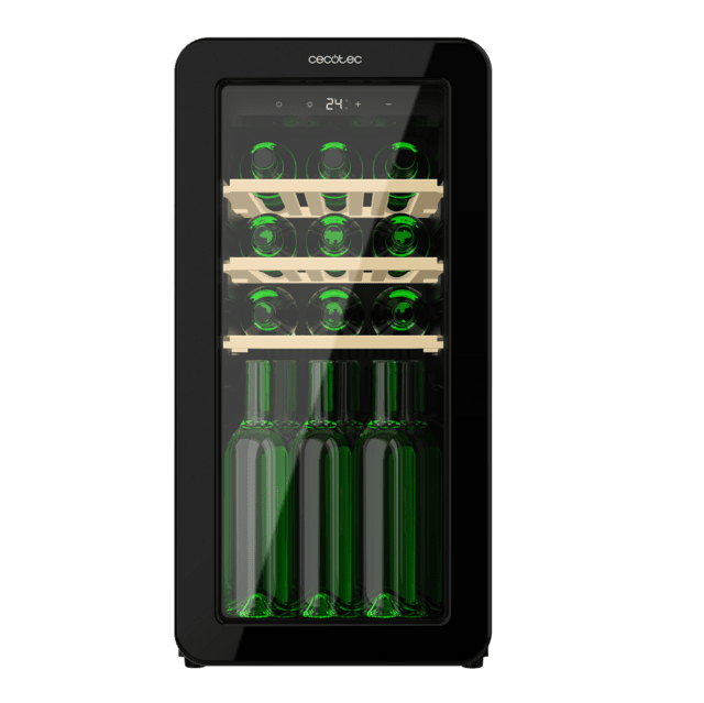 Cecotec Bolero GrandSommelier Origin 18 Hit Black Vinoteca de diseño retro color negro Capacidad para 18 botellas Control electrónico de temperatura mediante display LED Rango ajustable de 5 a 20ºC Compresor Integrado Tecnolo En oferta