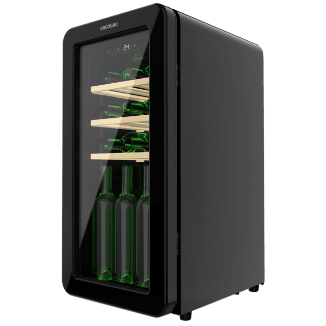 Cecotec Bolero GrandSommelier Origin 18 Hit Black Vinoteca de diseño retro color negro Capacidad para 18 botellas Control electrónico de temperatura mediante display LED Rango ajustable de 5 a 20ºC Compresor Integrado Tecnolo En oferta