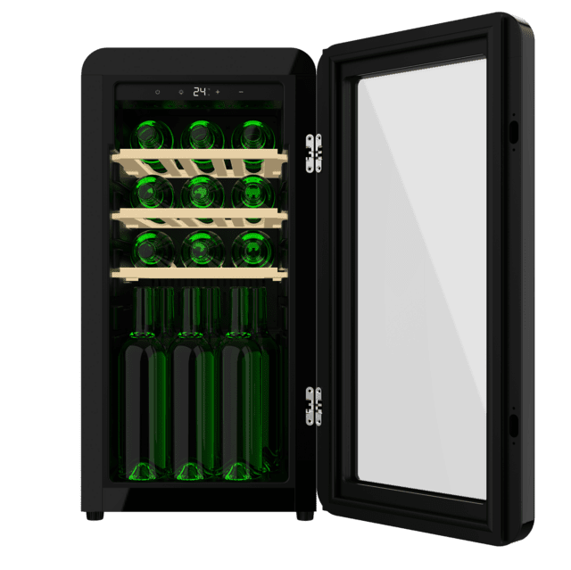 Cecotec Bolero GrandSommelier Origin 18 Hit Black Vinoteca de diseño retro color negro Capacidad para 18 botellas Control electrónico de temperatura mediante display LED Rango ajustable de 5 a 20ºC Compresor Integrado Tecnolo En oferta
