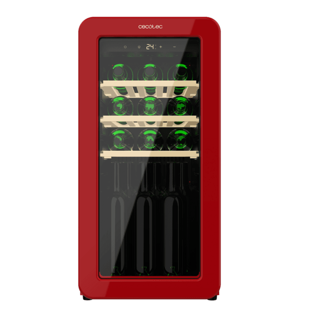 Cecotec Bolero GrandSommelier Origin 18 Hit Red Vinoteca de diseño retro color rojo Capacidad para 18 botellas Control electrónico de temperatura mediante display LED Rango ajustable de 5 a 20ºC Compresor Integrado Tecnologí Rebajas baratas