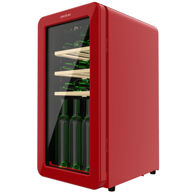 Cecotec Bolero GrandSommelier Origin 18 Hit Red Vinoteca de diseño retro color rojo Capacidad para 18 botellas Control electrónico de temperatura mediante display LED Rango ajustable de 5 a 20ºC Compresor Integrado Tecnologí Rebajas baratas