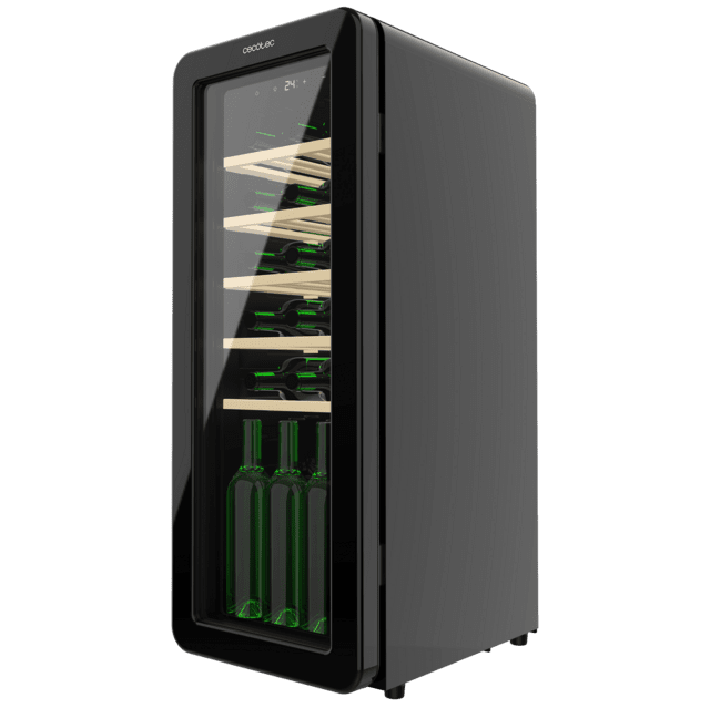 Cecotec Bolero GrandSommelier Origin 24 Hit Black Vinoteca de diseño retro color negro Capacidad para 24 botellas Control electrónico de temperatura mediante display LED Rango ajustable de 5 a 20ºC Tecnología NoFrost Estante Los más vendidos