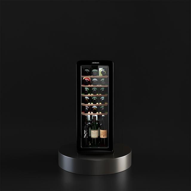 Cecotec Bolero GrandSommelier Origin 24 Hit Black Vinoteca de diseño retro color negro Capacidad para 24 botellas Control electrónico de temperatura mediante display LED Rango ajustable de 5 a 20ºC Tecnología NoFrost Estante Los más vendidos