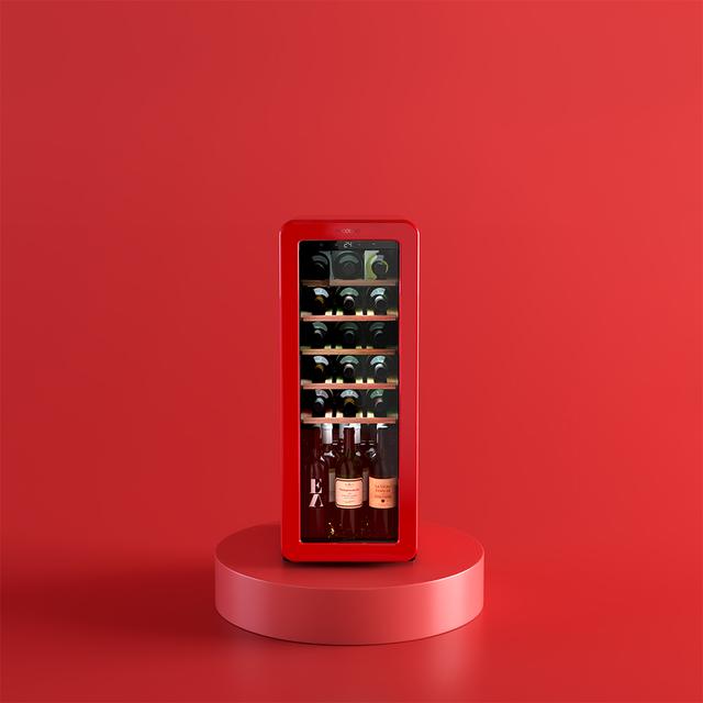 Cecotec Bolero GrandSommelier Origin 24 Hit Red Vinoteca de diseño retro color rojo Capacidad para 24 botellas Control electrónico de temperatura mediante display LED Rango ajustable de 5 a 20ºC Tecnología NoFrost Estantes m Descuento