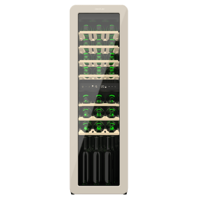 Cecotec Bolero GrandSommelier Origin Duo 30 Hit Beige Vinoteca de diseño retro color negro con dos zonas de temperatura Capacidad para 30 botellas Control electrónico de temperatura mediante display LED Temperatura Zona 1 de 5 Tienda
