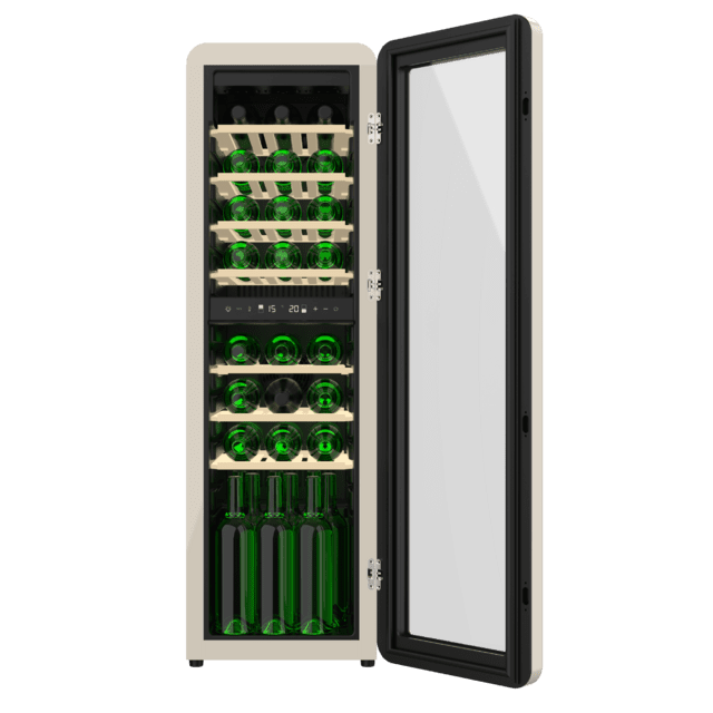 Cecotec Bolero GrandSommelier Origin Duo 30 Hit Beige Vinoteca de diseño retro color negro con dos zonas de temperatura Capacidad para 30 botellas Control electrónico de temperatura mediante display LED Temperatura Zona 1 de 5 Tienda