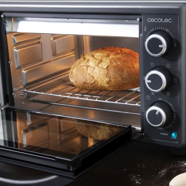 Cecotec Bake&Toast 2600 Black 4Pizza Hornos eléctricos de convección de 26 litros con piedra especial para pizzas y 6 funciones diferentes. Horno de sobremesa Últimos 3 días