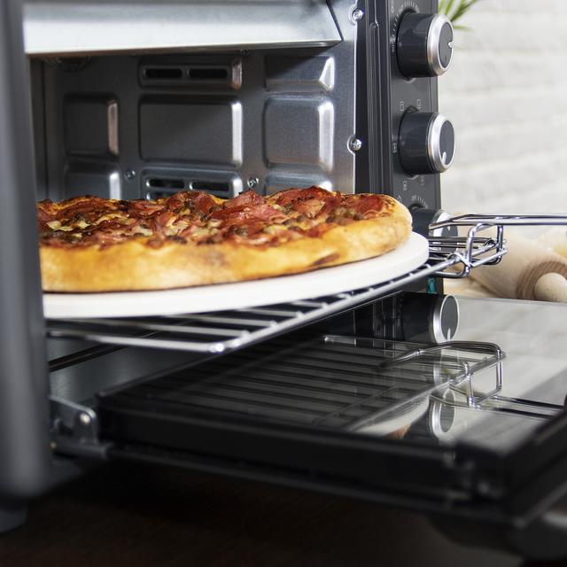 Cecotec Bake&Toast 2600 Black 4Pizza Hornos eléctricos de convección de 26 litros con piedra especial para pizzas y 6 funciones diferentes. Horno de sobremesa Últimos 3 días