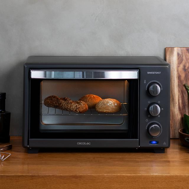 Cecotec Bake&Toast 2800 Black. Horno de Sobremesa de Convección 28 L de 1600 W Multifunción 6 Modos de Calor Temporizador Temperatura regulable Puerta de Doble Cristal Acero Lacado Horno de sobremesa Grandes descuentos