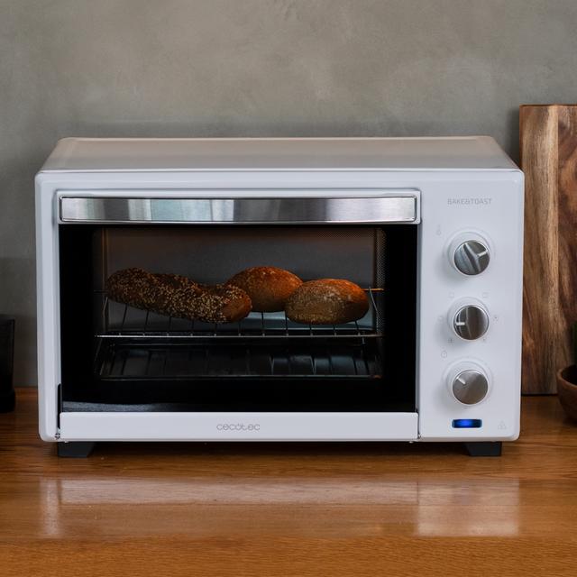 Cecotec Bake&Toast 2800 White. Horno de Sobremesa de Convección 28 L de1600 W Multifunción 6 Modos de Calor Temporizador Temperatura regulable Puerta de Doble Cristal Acero Lacado Horno de sobremesa Liquidación