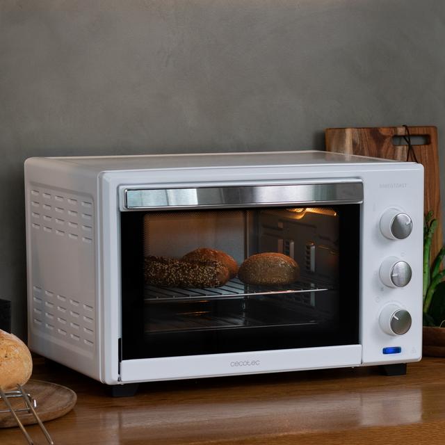 Cecotec Bake&Toast 2800 White. Horno de Sobremesa de Convección 28 L de1600 W Multifunción 6 Modos de Calor Temporizador Temperatura regulable Puerta de Doble Cristal Acero Lacado Horno de sobremesa Liquidación