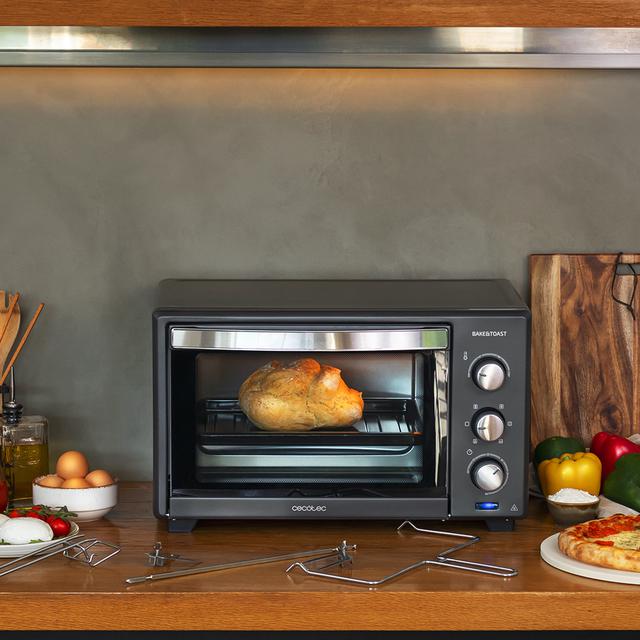 Cecotec Bake&Toast 3000 4Pizza Black Gyro. Horno de Sobremesa de Convección 30 L de 1600 W Multifunción Piedra para hornear Pizza Puerta Doble Cristal y Acero Incluye Rustidor giratorio Horno de sobremesa Envío internacional gratuito
