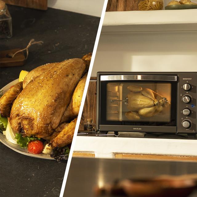 Cecotec Bake&Toast 4500 Black Gyro. Horno Sobremesa de Convección de 2000 W Capacidad 45 L 12 Funciones Combinables Incluye Rustidor giratorio Acero Lacado Negro Horno sobremesa Ahorra y exporta