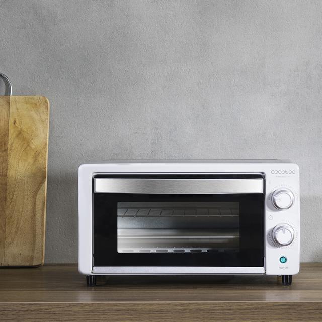 Cecotec Bake&Toast 490. Horno Sobremesa de 1000 W Capacidad 10 l Temperatura hasta 230ºC Temporizador hasta 60 Min Perfecto para Panini y Bollería Incluye Bandeja Recogemigas Blanco Horno tostador 10 litros Precios de Black Friday