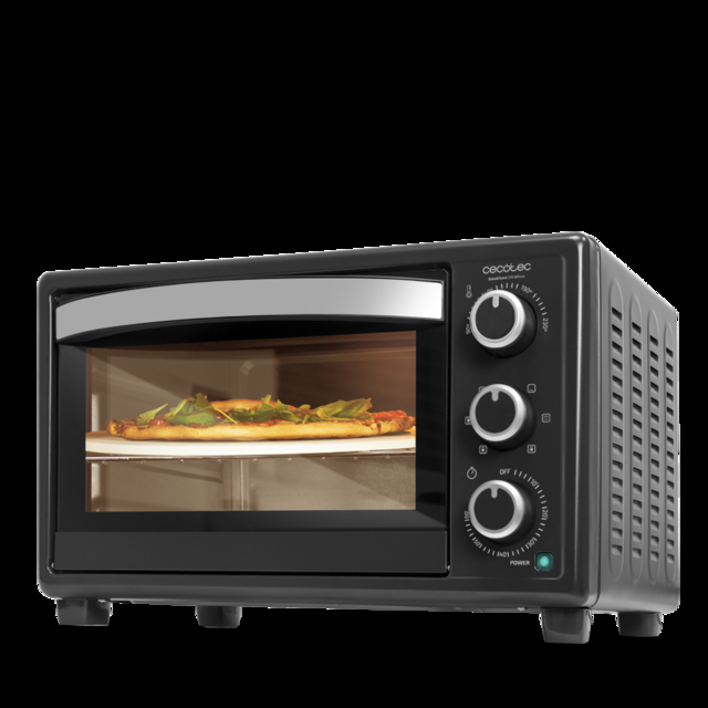 Cecotec Bake&Toast 570 4Pizza. Horno Sobremesa de Convección de 26 Litros de 1500 W con Piedra para pizza 6 Funciones Luz interior Puerta con doble cristal Acero Lacado en Negro Horno con piedra para pizza Descuentos del mes