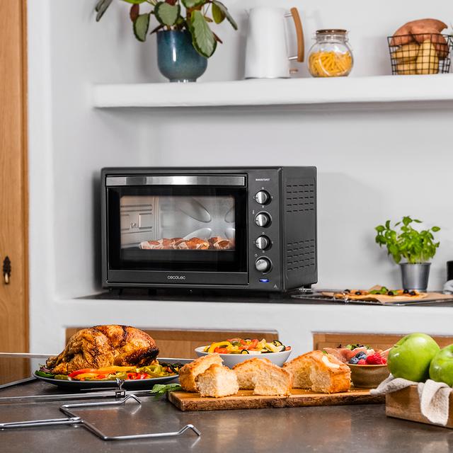 Cecotec Bake&Toast 6000 Black Gyro. Horno Sobremesa de Convección de 2000 W Capacidad 60 L 12 Funciones Combinables Incluye Rustidor giratorio Acero Lacado Negro Horno sobremesa 60 litros Última moda