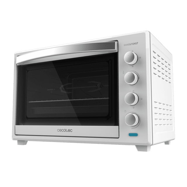Cecotec Bake&Toast 6000 White Gyro. Horno de Sobremesa de Convección de 2000 W Capacidad 60 L 12 Funciones Combinables Rustidor Giratorio Puerta de Doble Cristal Acero Lacado Blanco Horno sobremesa Descuento por venta flash