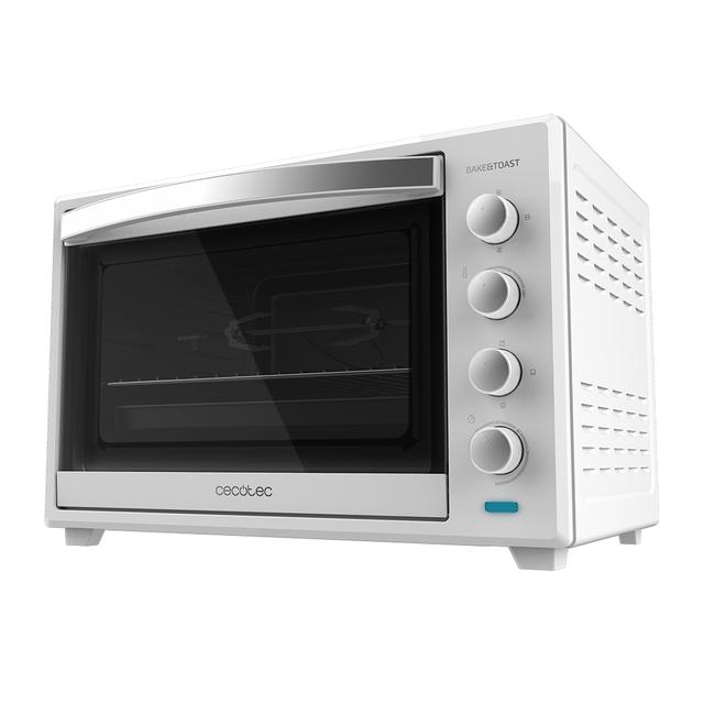 Cecotec Bake&Toast 6000 White Gyro M. Horno de Sobremesa de Convección de 2000 W Capacidad 60 L 12 Funciones Combinables Rustidor Giratorio Puerta de Doble Cristal Acero Lacado Blanco Horno sobremesa Ofertas de temporada