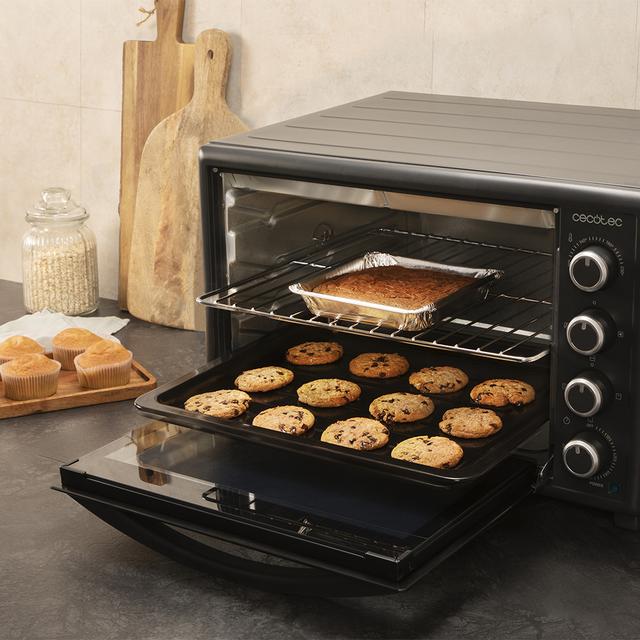 Cecotec Bake&Toast 6090 Black Gyro horno sobremesa con gran capacidad de 60 litros 12 funciones combinables gran potencia de 2200W y rustidor giratorio. Horno sobrenemesa Ofertas especiales