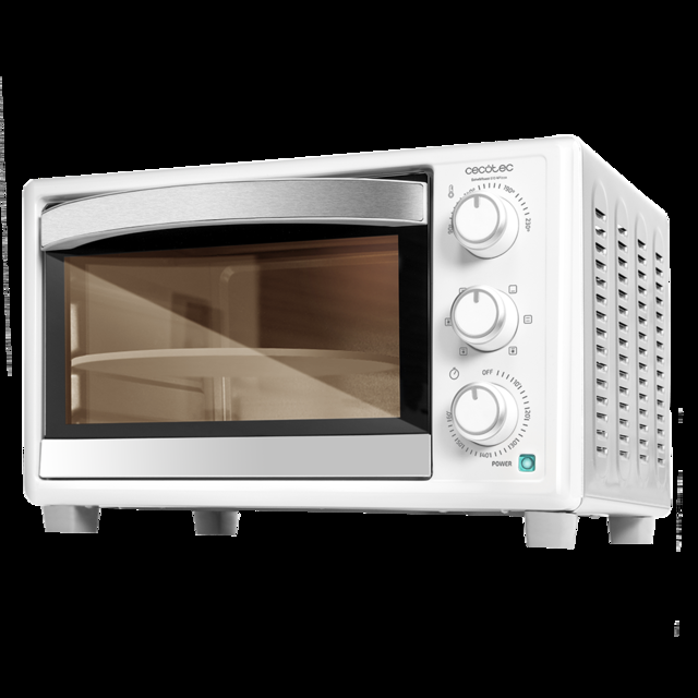 Cecotec Bake&Toast 610 4Pizza. Horno de Sobremesa de Convección 26 L de 1500 W Especial para Pizza 6 Funciones Temperatura regulable Luz interior Puerta con doble cristal Blanco Horno con piedra para pizza   Grandes ahorros